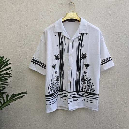 Cuban Collar Oversize Drop Shoulder Polo Designer printed Shirts buy @249