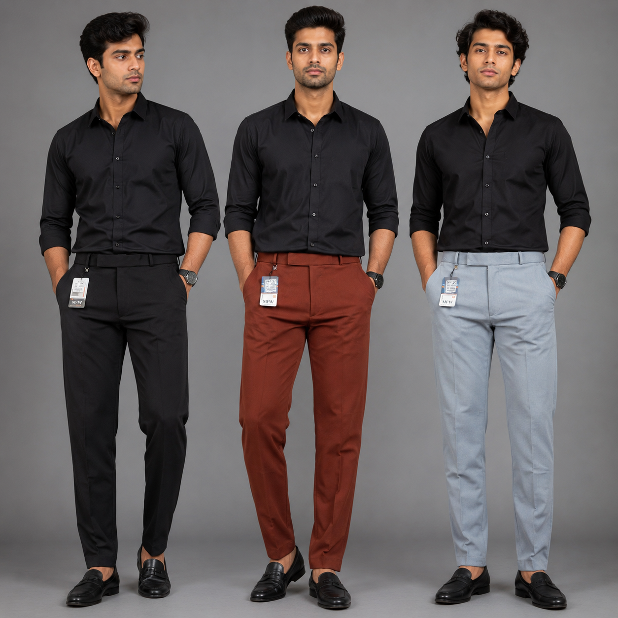 3 in 1 combo Mfw brand Penut fabric polofit pants buy 3 pcs combo @999[Black + Coffee brown+Skyblue]