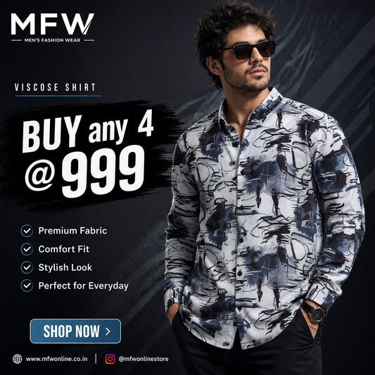 MFW vescose Printed Shirts single pcs @299 and Buy 4 pcs combo @999