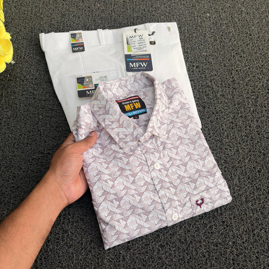 2 in 1 combo mfw Printed Shirts+ Lenin polo fit pants buy @550 rs only