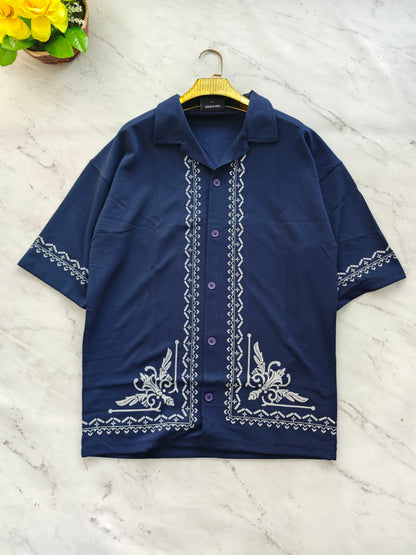 Cuban Collar Oversize Drop Shoulder Polo Designer printed Shirts buy @249