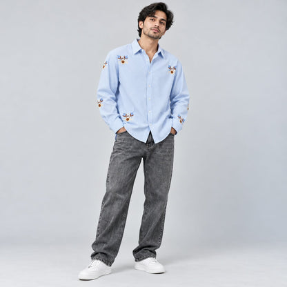 2 in 1 combo Oxford embroidery work shirts + mom fit jeans pant buy @600 rs only