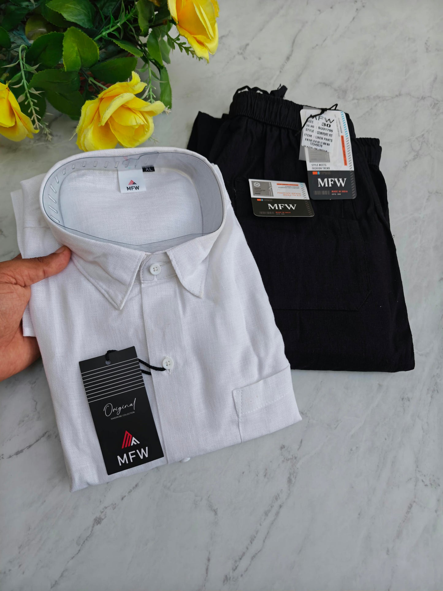 2 in 1 combo MFW Lenin shirts + lenin relax fit pants combo buy @600 rs only