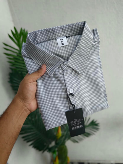 MFW Micro Checks Baggy shirts Single pcs @299 and Buy 4 pcs combo @999 (Ash grey)