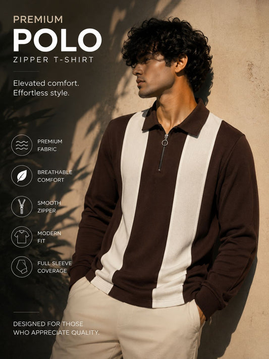 MFW Greps Fabric Polo Korean zipper stripes tshirt for sale @199