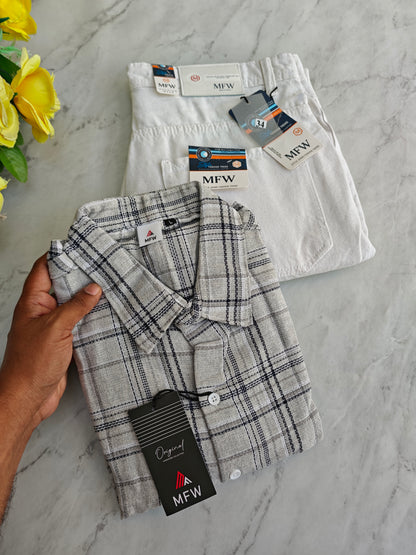 2 in 1 combo MFW checked shirts + mom fit jeans pant buy @600 rs only