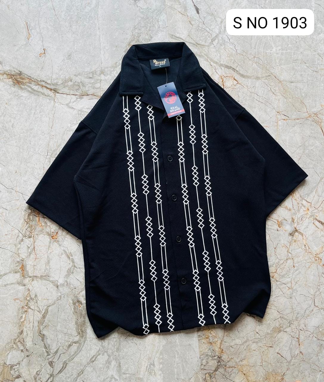 Cuban Collar Oversize Drop Shoulder Polo Designer Shirts buy @249(Black)