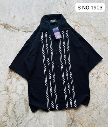 Cuban Collar Oversize Drop Shoulder Polo Designer Shirts buy @249(Black)