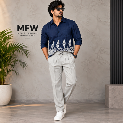 2 in 1 Combo MFW cotton bottoms embroidery shirts + Gurkha polo fit pants buy @700 rs only