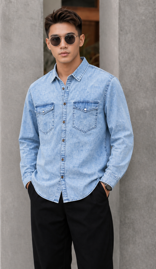 Mfw premium Lightweight Denim Shirts single pcs @350 and Buy 3 pc combo @999