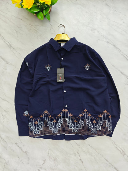 Men's Full sleeve Viscose Bottom Embroidery Shirts single pcs @350 and Buy 3 pc combo @999