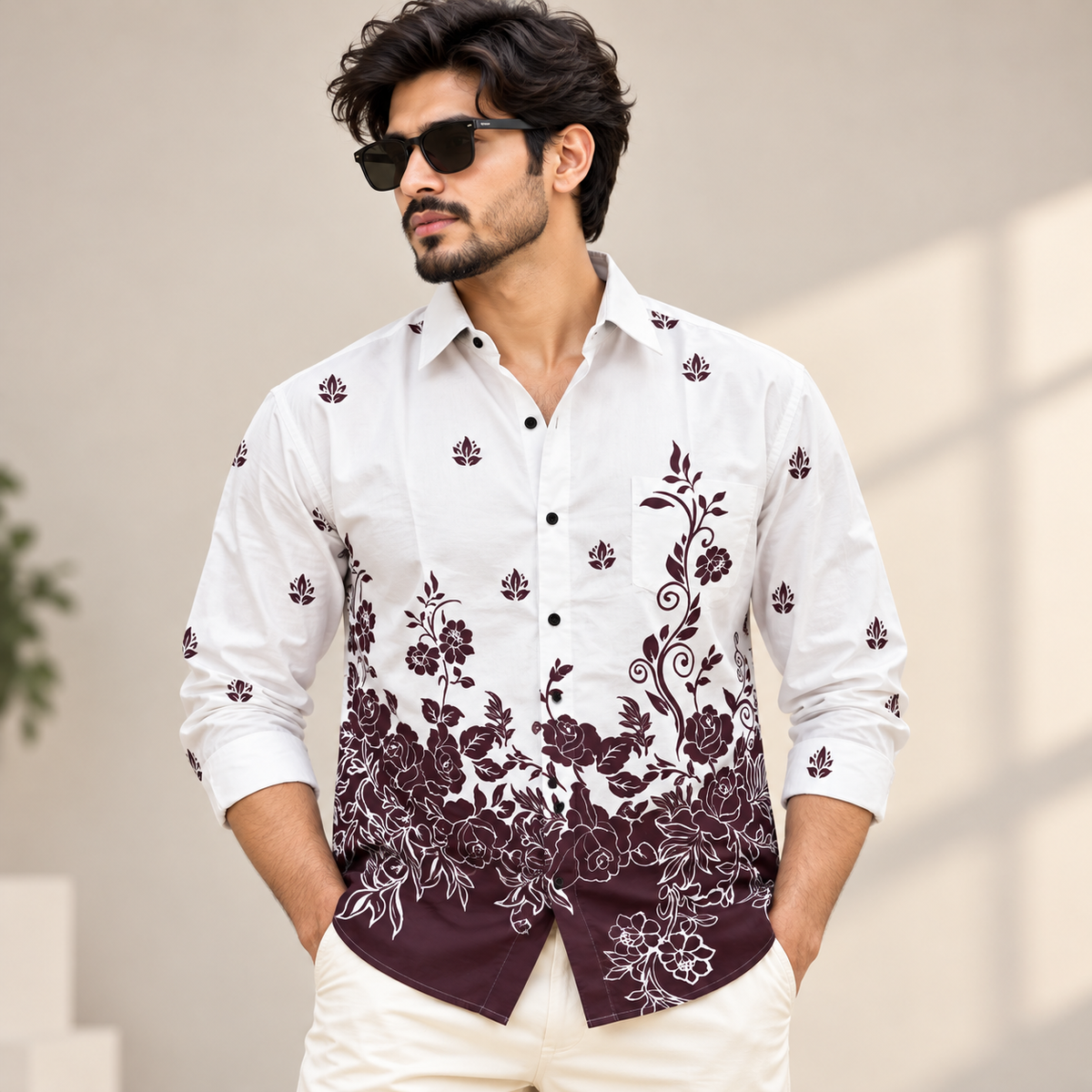 Men's Full sleeve Bottom Viscose Printed Shirts single pcs @350 and Buy 3 pc combo @999