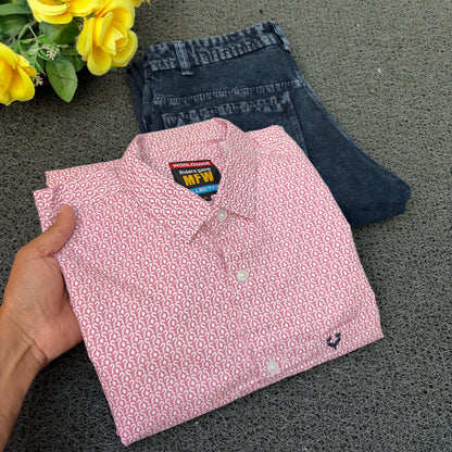 MFW Printed Shirts & Mom Fit Jeans random colours Combo – ₹449 Only("Pick your shirt color, pant’s a surprise!")
