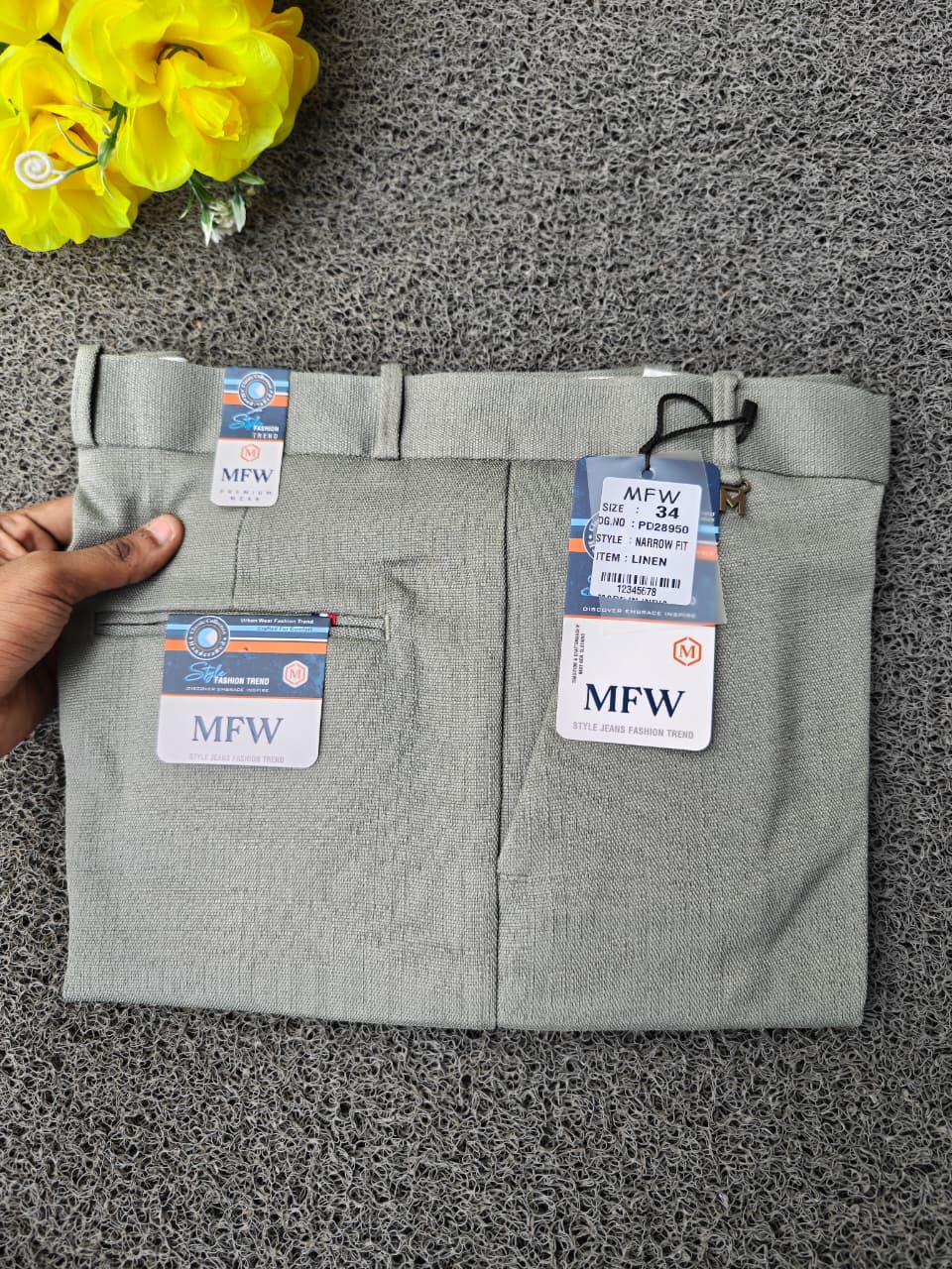 MFW Men's lenin textured polofit pants  buy 3 pant @ 1200 (light green)