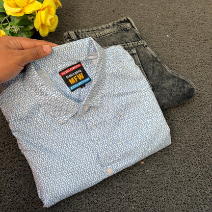 MFW Printed Shirts & Mom Fit Jeans random colours Combo – ₹449 Only("Pick your shirt color, pant’s a surprise!")